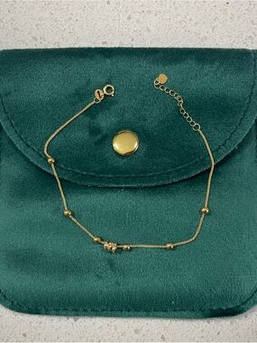 Dainty 18K Gold Bracelet • AU750 Real Gold Everyday Bracelet - Cylinder Tube